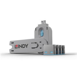 Lindy Bloqueur de Port USB Pack de 4 - Protection Physique des Ports USB Type A - Code Couleur Bleu