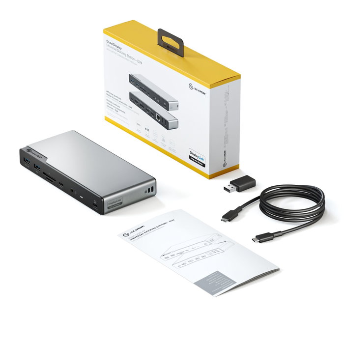 Alogic DV4 Quad Display Docking Station 14-en-1 USB-C PD Space Grey