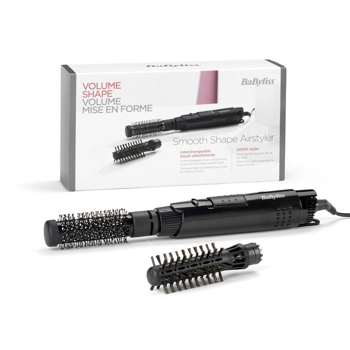 BaByliss AS86E Smooth Shape Brosse Chauffante Lisseuse 2 Tailles 19 mm et 23 mm 3 Niveaux de Chaleur 300 W pour Volume et Ondulations Cheveux Courts