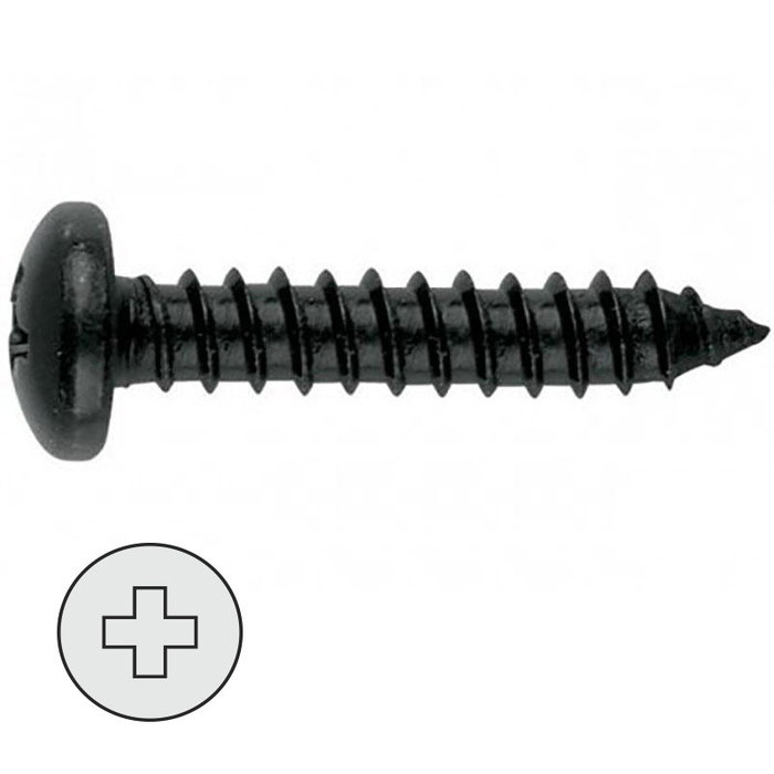 DUVER Tornillo Din 7891 - Vis à tôle filetée métrique M5,5, longueur 19 mm, tête ronde, noir DUVER Tornillo Din 7891 - Vis à tôle filetée métrique M5,5, longueur 19 mm, tête ronde, noir