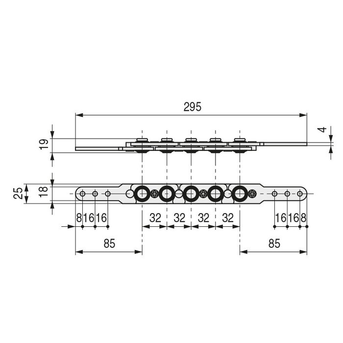 Q&Q Articulation Plate Courte 295mm 5 Nœuds