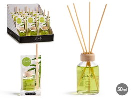 Acorde Mikado Diffuseur 50 ml avec Bâton Bambou Vert 7x17x5 cm Verre et Bois (Set de 12)