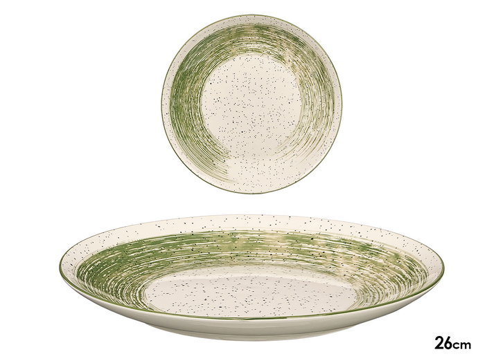 Vessia Assiette Plate Patinée Vert 26 cm porcelaine vert et blanc (Set de 24) Vessia Assiette Plate Patinée Vert 26 cm porcelaine vert et blanc (Set de 24)