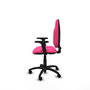 Chaise de bureau Algarra avec mécanisme de contact permanent de base, revêtue de similicuir rose. Équipée d'un piètement en polyamide noir, d'accoudoirs 2D et de roulettes en nylon de 50 mm