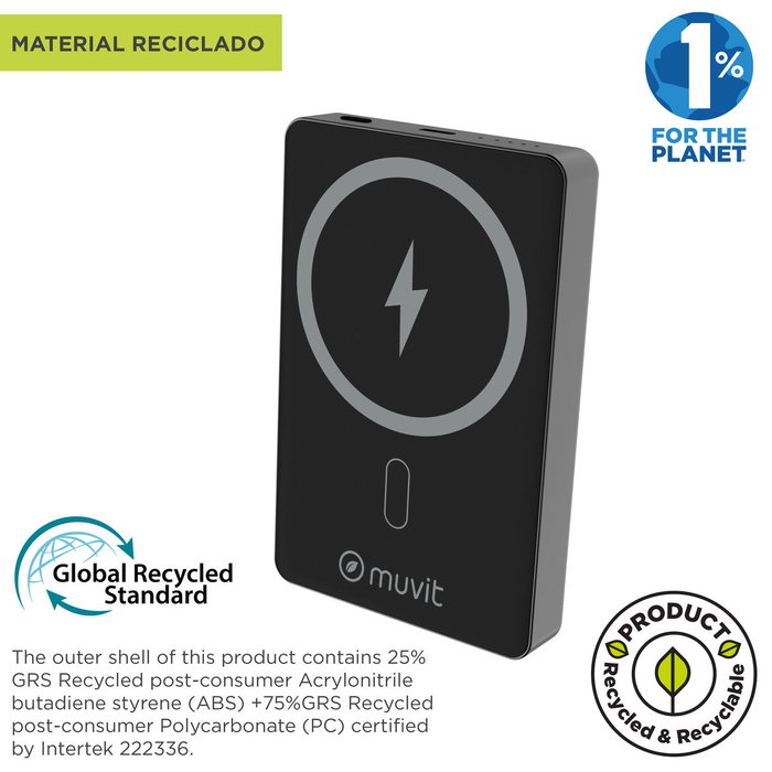 Powerbank Muvit for Change Noir Aluminium 10000 mAh