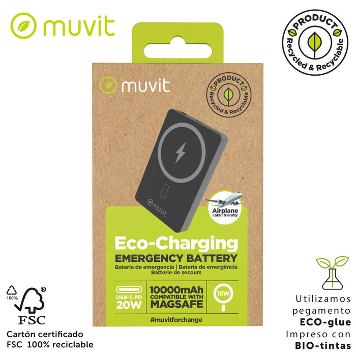 Powerbank Muvit for Change MCCHP0010 Noir Aluminium 10000 mAh