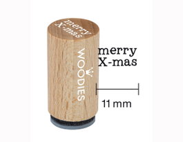 Woodies Sceau mini Merry x-mas en bois et caoutchouc 15x25mm
