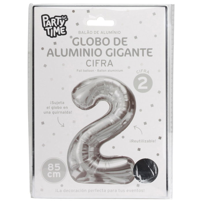 Party Time Ballon Chiffre Argenté 85 cm