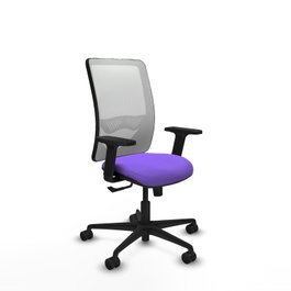 Chaise Zulema Synchro 3 positions tissu Violet Maille Blanc Base en nylon noir Accoudoir 2D Sans appui-tête Roulettes 65mm nylon