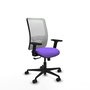 Chaise Zulema Synchro 3 positions tissu Violet Maille Blanc Base en nylon noir Accoudoir 2D Sans appui-tête Roulettes 65mm nylon