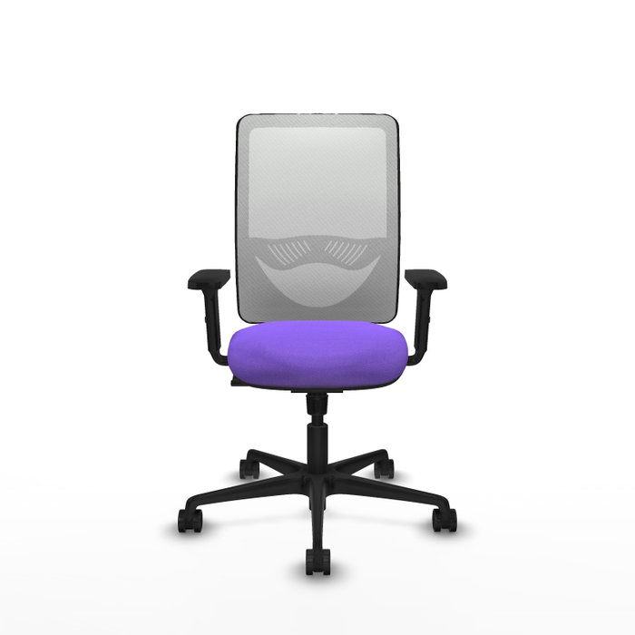 Chaise Zulema Synchro 3 positions tissu Violet Maille Blanc Base en nylon noir Accoudoir 2D Sans appui-tête Roulettes 65mm nylon Chaise Zulema Synchro 3 positions tissu Violet Maille Blanc Base en nylon noir Accoudoir 2D Sans appui-tête Roulettes 65mm nylon