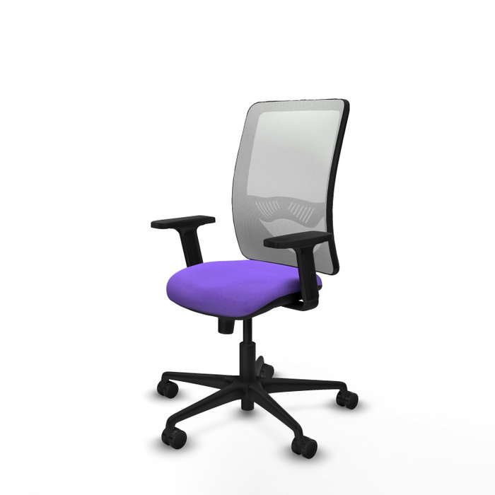 Chaise Zulema Synchro 3 positions tissu Violet Maille Blanc Base en nylon noir Accoudoir 2D Sans appui-tête Roulettes 65mm nylon Chaise Zulema Synchro 3 positions tissu Violet Maille Blanc Base en nylon noir Accoudoir 2D Sans appui-tête Roulettes 65mm nylon
