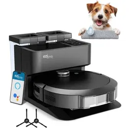 Robot aspirateur laveur EZICLEAN All-in-one Z10 Plus connecté avec station auto-vidage - Autonomie 240 min - Aspiration 6000pa - Pour 180 m² - Réservoir 1.5L