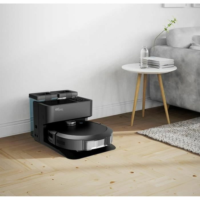 Eziclean All-in-one Z10 Plus - Robot aspirateur laveur connecté avec base de vidage automatique, 6000Pa, Noir