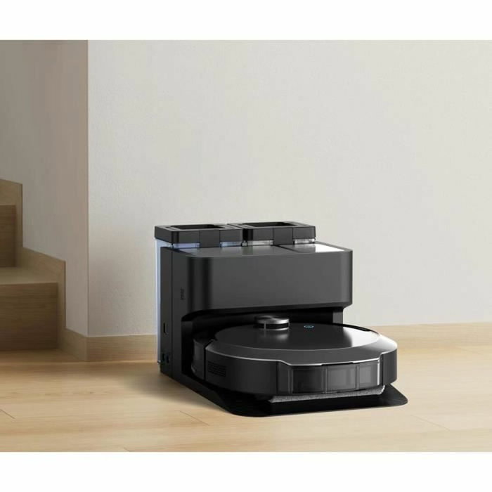 Eziclean All-in-one Z10 Plus - Robot aspirateur laveur connecté avec base de vidage automatique, 6000Pa, Noir