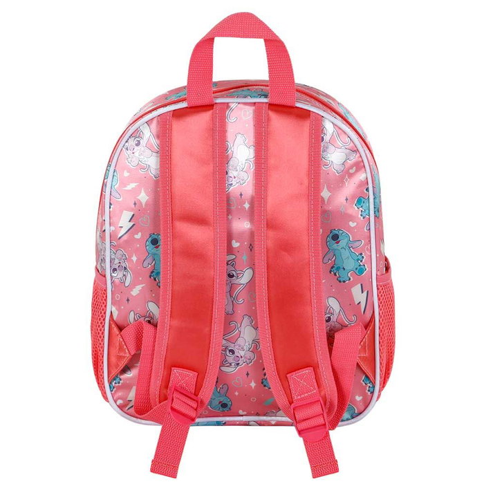 KARACTERMANIA Sac à dos Disney Stitch 3D 31 cm pour enfant, avec poche frontale en relief, compartiment principal à fermeture éclair et 2 poches latérales en filet