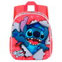 KARACTERMANIA Sac à dos Disney Stitch 3D 31 cm pour enfant, avec poche frontale en relief, compartiment principal à fermeture éclair et 2 poches latérales en filet