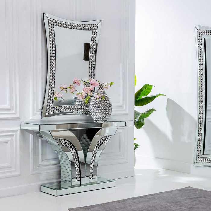 BigBuy Home Meuble d'Entrée Miroir 120 x 40 x 75 cm BigBuy Home Meuble d'Entrée Miroir 120 x 40 x 75 cm