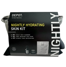 Depot - Coffret Soins Visage Homme : Crème de Nuit Hydratante 65ml + Gel Nettoyant Charbon Actif 50ml + Masque Hydratant Acide Hyaluronique 13ml