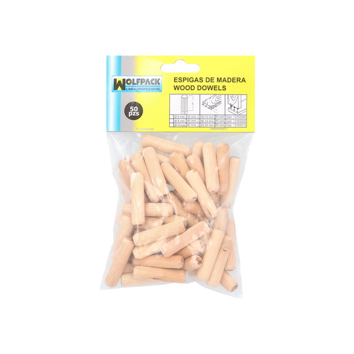 Wolfpack Linea Profesional Tourillons en bois 10x40 mm (Sac de 50 unités) extra_attributes.udscaja: 50.0