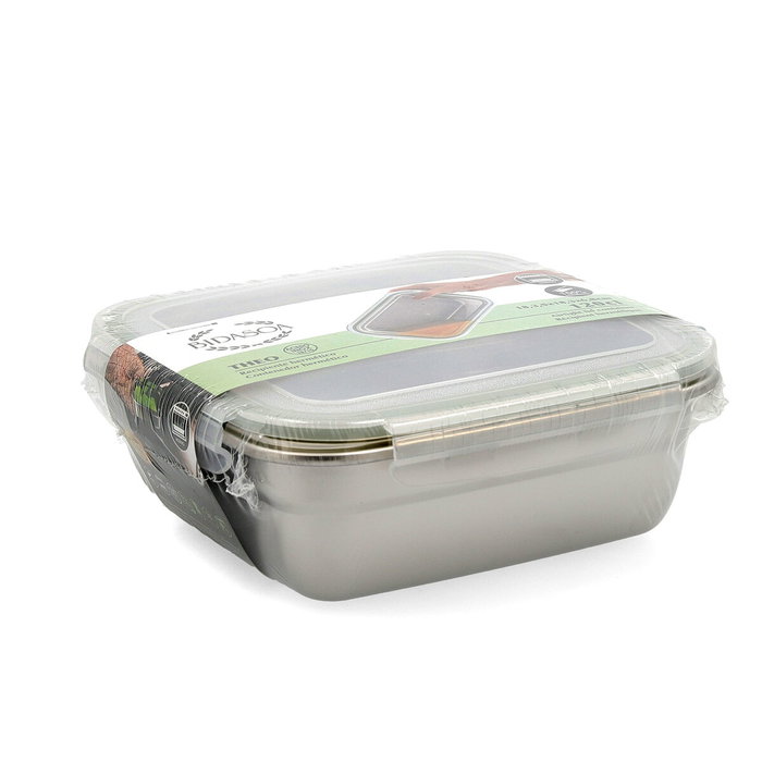 Bidasoa Récipient Hermétique Acier Inoxydable Theo 1200 mL (6 Unités) 18,3x18,3x6,8 cm Bidasoa Récipient Hermétique Acier Inoxydable Theo 1200 mL (6 Unités) 18,3x18,3x6,8 cm