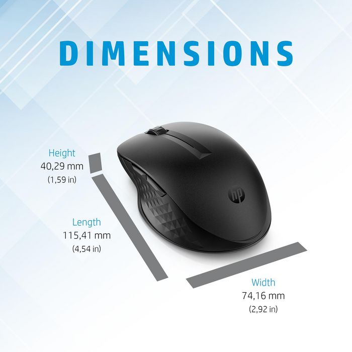 HP 435 Souris sans fil multi-appareils avec capteur multi-surface et autonomie 24 mois - Conception ergonomique pour gaucher et droitier