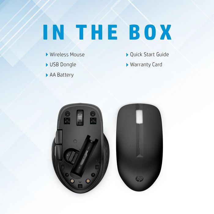 HP 435 Souris sans fil multi-appareils avec capteur multi-surface et autonomie 24 mois - Conception ergonomique pour gaucher et droitier
