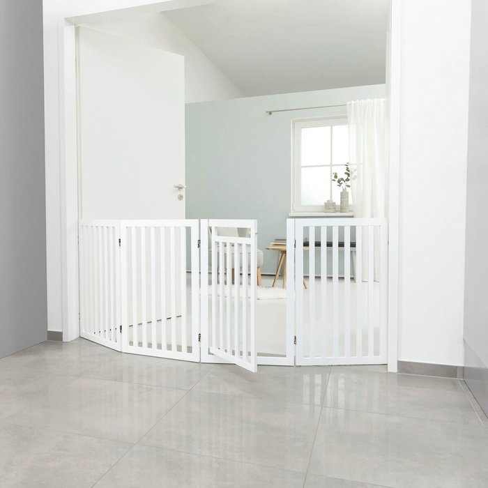 Trixie Barrière avec porte ajustable 60-160 cm x 81 cm - Blanc