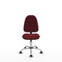 Chaise Algarra Contact permament de base Cuir écologique Bordeaux Structure chromée Sans accoudoirs Sans appui-tête Roulettes autofreinées