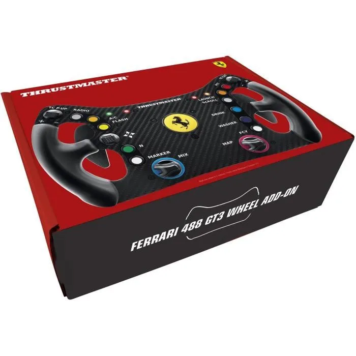 Thrustmaster Volant Ferrari 488 GT3 Wheel Add-On - Noir et Rouge - Compatible avec les bases Thrustmaster