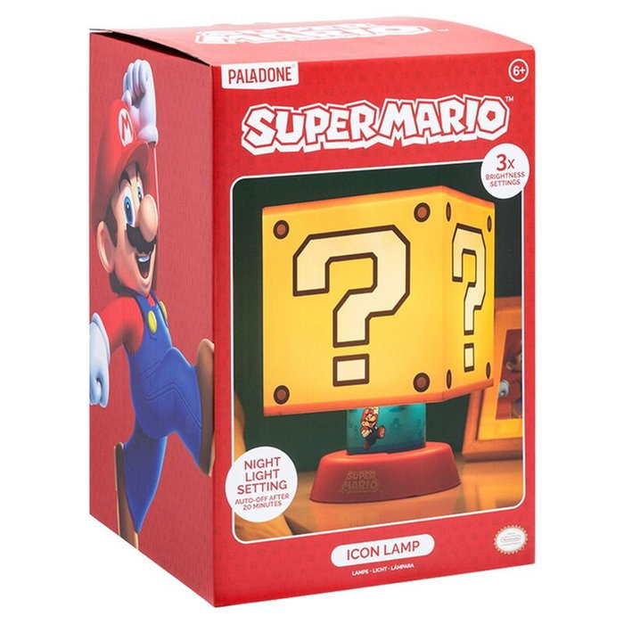 Paladone Lampe Super Mario Bloc Point d'interrogation avec 3 modes d'éclairage et minuterie 20 min