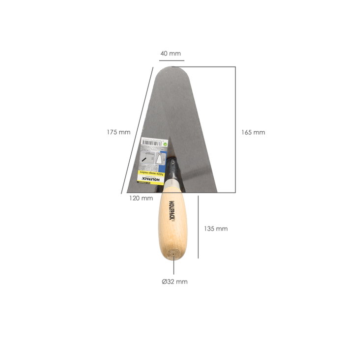 WOLFPACK LINEA PROFESIONAL Truelle Maurer manche bois 344 165x120 mm.