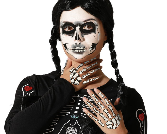 Atosa Tatouages Faciaux et Mains Crâne et Os Blanc et Noir Atosa Tatouages Faciaux et Mains Crâne et Os Blanc et Noir