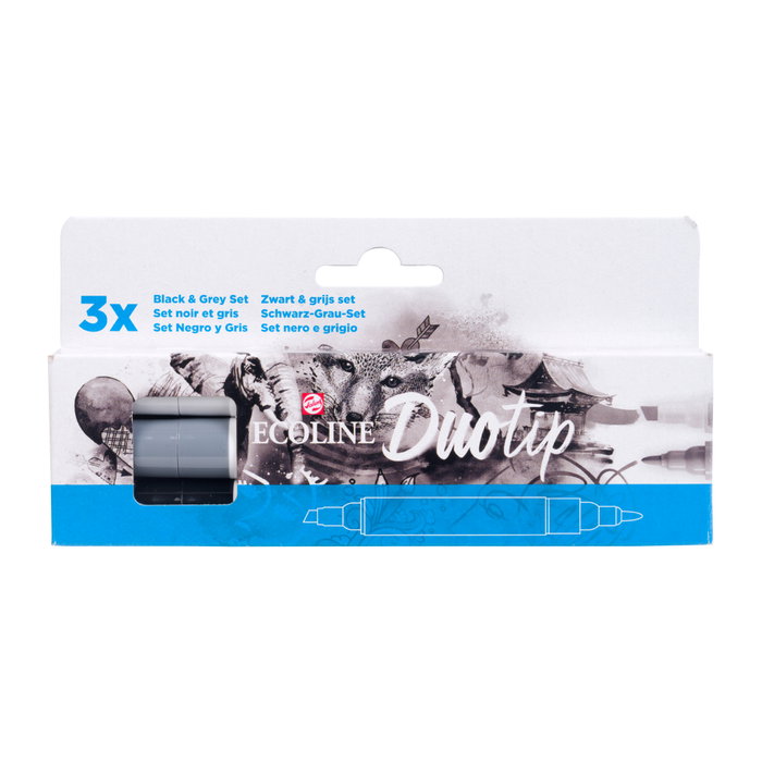 Ecoline Ecoline Duotip étui Noir et Gris | 3 couleurs Ecoline Ecoline Duotip étui Noir et Gris | 3 couleurs
