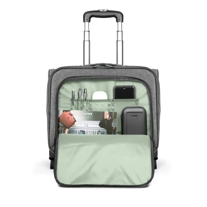 Port Designs Yosemite ECO - Sac à dos à roulettes rigide pour PC portable 15.6/16 pouces IATA (25L) - Structure en PET & r-PET recyclé - Compartiments rembourrés - Gris