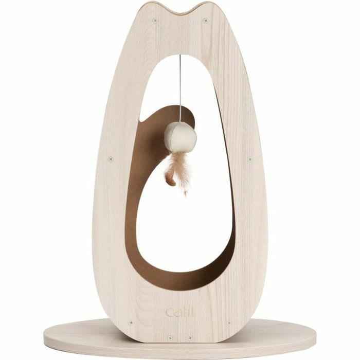 Catit Pixi Grand Griffoir pour chat avec balle et plumes, Aspect chêne naturel Catit Pixi Grand Griffoir pour chat avec balle et plumes, Aspect chêne naturel