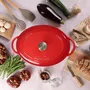 Menastyl Cocotte ovale en fonte émaillée rouge 6,5 L - Référence 6020102 - Pour cuisson douce, tous feux dont induction