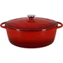 Menastyl Cocotte ovale en fonte émaillée rouge 6,5 L - Référence 6020102 - Pour cuisson douce, tous feux dont induction