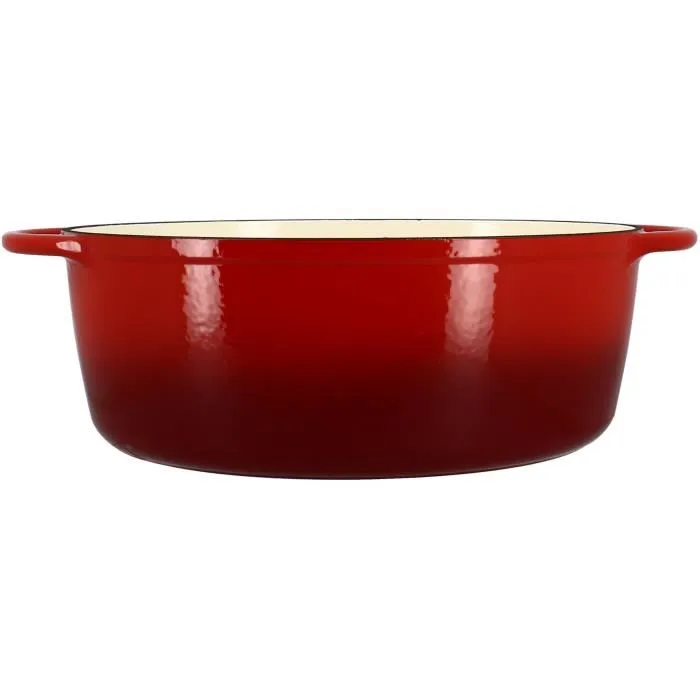 Menastyl Cocotte ovale en fonte émaillée rouge 6,5 L - Référence 6020102 - Pour cuisson douce, tous feux dont induction