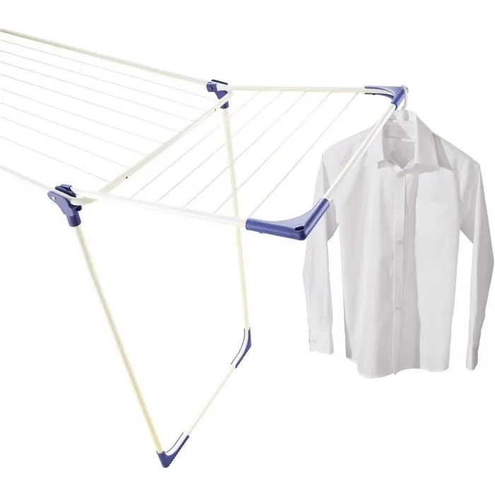 Leifheit Classic 180 Solid 81621 Séchoir à linge compact sur pieds, 18 m d'étendage, 4 accroches cintres, blanc