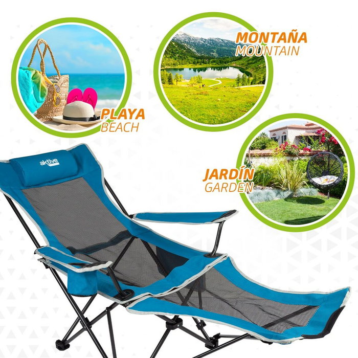 Color Baby Tumbona Aktive - Transat de camping en polyester avec coussin, dimensions 152 x 54 x 75 cm, pour enfants à partir de 3 ans, structure acier, toile 600D