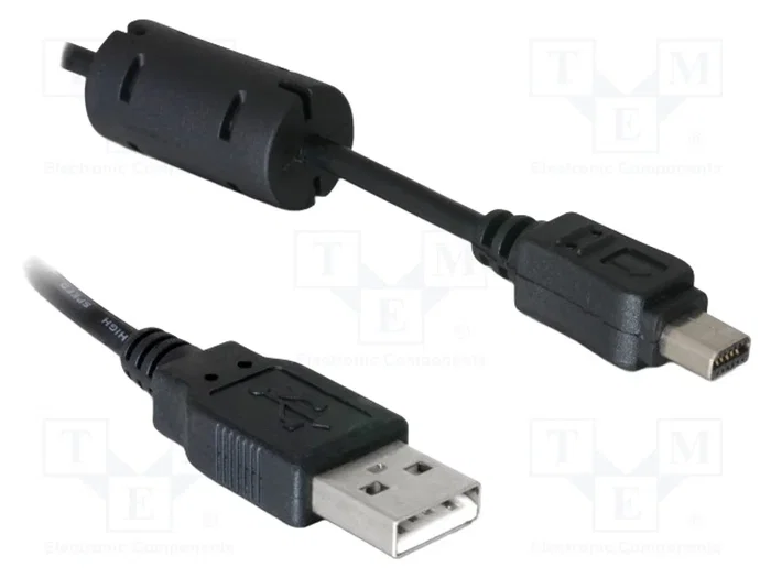 DELOCK Câble USB A vers USB B mini 12pin, 1m, noir DELOCK Câble USB A vers USB B mini 12pin, 1m, noir