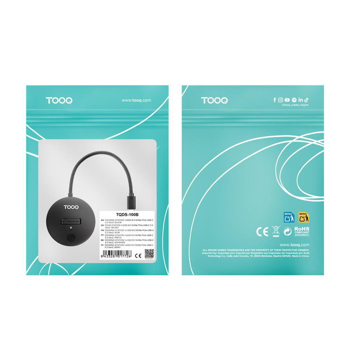 Tooq Docking Station USB-C 3.2 Gen 2x1 pour SSD M.2 NVMe PCIe, Noir
