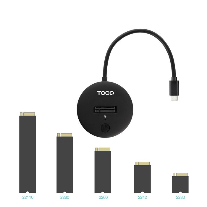 Tooq Docking Station USB-C 3.2 Gen 2x1 pour SSD M.2 NVMe PCIe, Noir