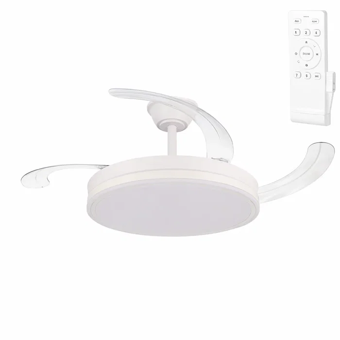 Ventilateur Plafonnier avec Lumière LED, 6 Vitesses, Télécommande, Moteur DC, 59W 6980lm 3000-4000-6000K, Fonction Été/Hiver, 107 cm, Blanc Ventilateur Plafonnier avec Lumière LED, 6 Vitesses, Télécommande, Moteur DC, 59W 6980lm 3000-4000-6000K, Fonction Été/Hiver, 107 cm, Blanc
