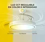 Ventilateur Plafonnier avec Lumière LED, 6 Vitesses, Télécommande, Moteur DC, 59W 6980lm 3000-4000-6000K, Fonction Été/Hiver, 107 cm, Blanc