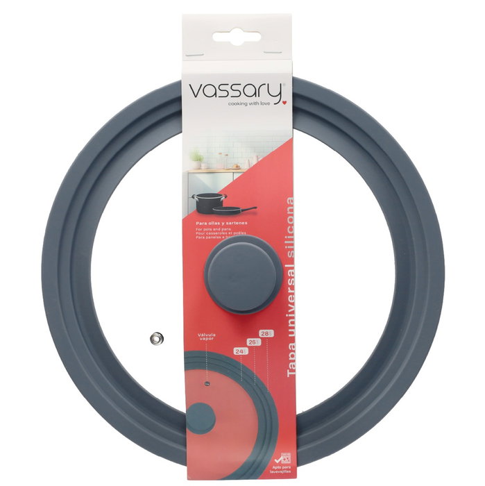 Vassary Couvercle universel en silicone pour casseroles et poêles 24 - 26 - 28 cm Vassary Couvercle universel en silicone pour casseroles et poêles 24 - 26 - 28 cm