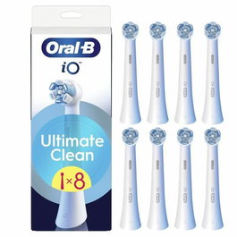 Oral-B iO Ultimate Clean - Brossettes de rechange pour brosse à dent électrique iO - Pack de 8 - Blanc