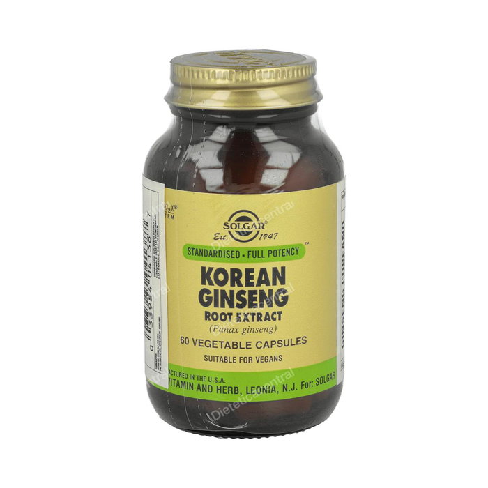 Solgar Ginseng Coréen Racine (Panax Ginseng) 60 Gélules Végétales Solgar Ginseng Coréen Racine (Panax Ginseng) 60 Gélules Végétales