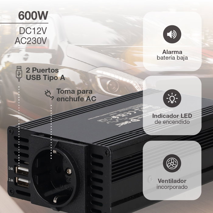 GSC Evolution Convertisseur / onduleur de courant 12V à 230V 600W
